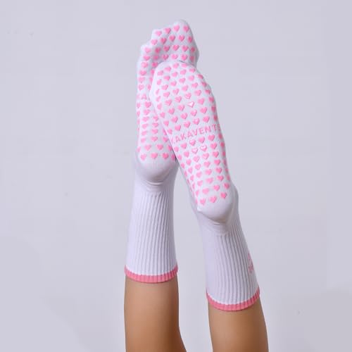 KAKAVENTE Pilates Socks with Grips for Women,Cute Grippy Barre Ballet Non Slip Yoga Socks for Hospital Workout