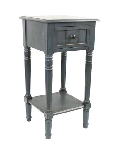 Image of Decor Therapy Accent Table with Storage, Traditional Style, Narrow End Table, Sturdy, Antique Navy, Wood - (28 inch x 14 inch x 14 inch)