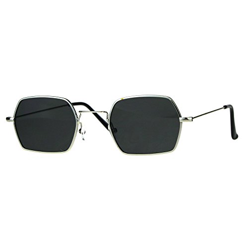PASTL Rectangular Hexagon Shape Sunglasses Indie Style Thin Metal Frame