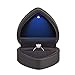 Heart Shaped Ring Gift Box with LED Light, Velvet Earrings Jewelry Case with Light, Jewellry Display Box for Wedding, Engagement, Proposal, Birthday and Anniversary (Black)