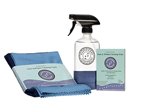Nantucket Footprint Window Bundle: Window Cleaning Sheets + Reusable Glass Bottle + Professional Window Cloths | Save 10%