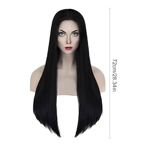 EUPSIIU Women's Long Black Straight Wig wigs for women,halloween wig,Long Straight Synthetic Raven Wigs for Party Cosplay Halloween Anime,Carnival Fancy Dress Accessories (Black) - Image 2