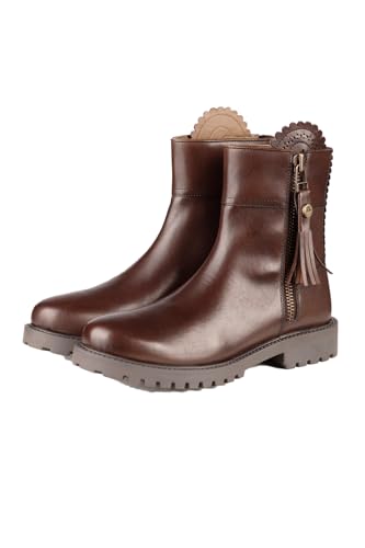 Image of Rydale Ladies Short Leather Boots Women's Spanish Style Ankle Boot Tassel Chelsea Boots (Brown, 6, UK Footwear Size System, Adult, Women, Numeric, Medium, 6)