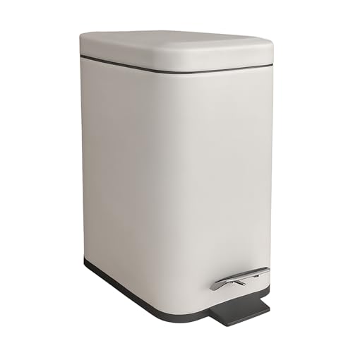 Relaxdays Basura para baño, 5 litros, Cubo cosmético con Cierre Suave, Mate, Interior extraíble, Beige, 50% Hierro, 29.5 x 14 x 26 cm