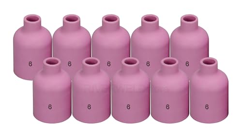 Image of RIVERWELD TIG Gas Lens Alumina Nozzle 57N75 6# 3 /8 inch 9.5mm Orifice 10pcs