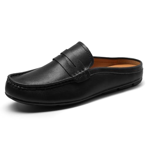 Men’s Slip-On Loafers Handmade Leather Slippers Breathable Comfortable Soft Hand Stitched no-Heel Casual Shoes for Men