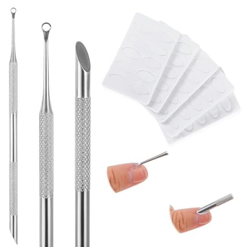 TIESOME Doppelendig Nagelhautschieber Nagelhautentferner mit 10 Sandpapier Cuticle Pusher Remover Nagellack Entferner Profi Nagelhautschneider Werkzeug für Maniküre und Pediküre(Silber)