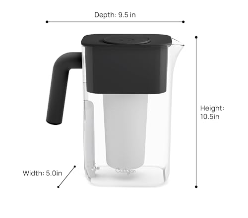 Image of Culligan with ZeroWater Technology 10-Cup Water Filter Pitcher - Includes 5-Stage Advanced Water Filter, IAPMO Certified to Reduce Lead, Total PFAS, Mercury, Fluoride, and Chlorine - Matte Black