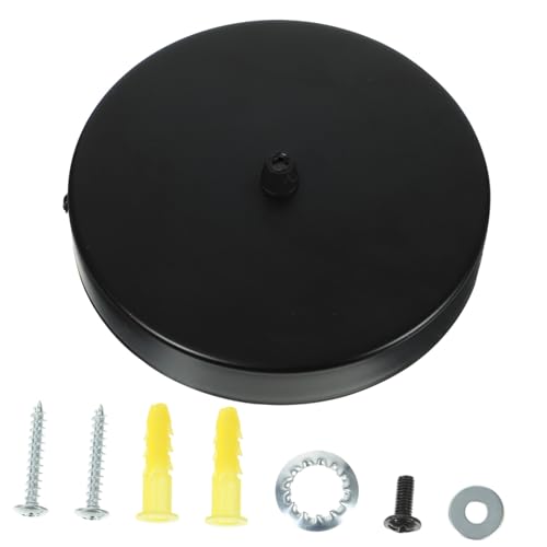 FONDOTIN Piastra Di Copertura in Ferro Per Plafoniere, Piastra Da Soffitto Per Lampadario Rotonda 15cm, Colore Nero Vintage Per Illuminazione Casa, Ristorante e Bar