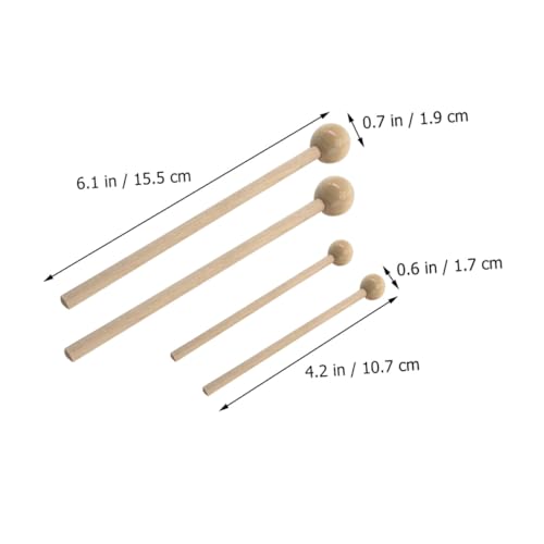 2 pares de baquetas redondas de madera para práctica miniatura 2