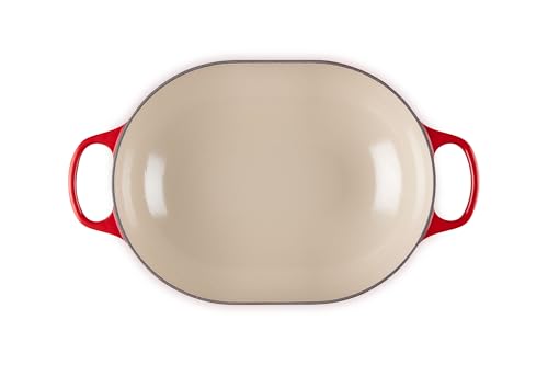 Image of Le Creuset Enameled Cast Iron Oval Casserole with Lid, 3.75 qt., Cerise