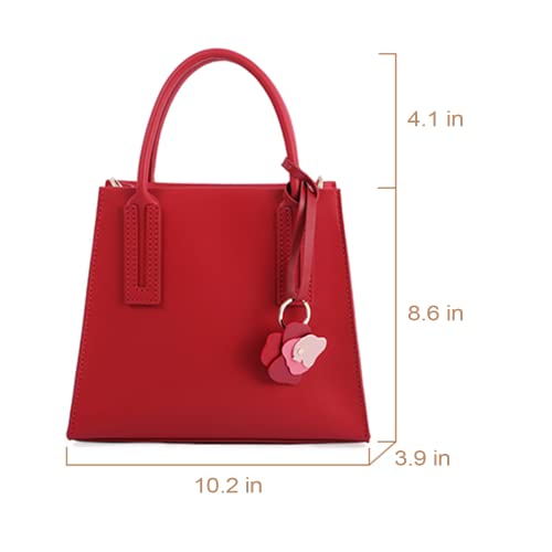 Image of POPSEWING Leather Women Top Handles Handbag DIY Kit, DIY Crossbody Shoulder Bag with Sewing Kits, Handmade Bag Kit for Mom Girlfriend Birthday Gift (Red)