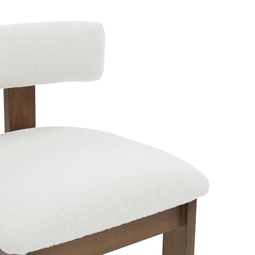 Taburete de bar SAFAVIEH Colección Couture Macey, altura de asiento 30 pulgadas, color marfil/avellana, tapizado en bouclé miniatura 4