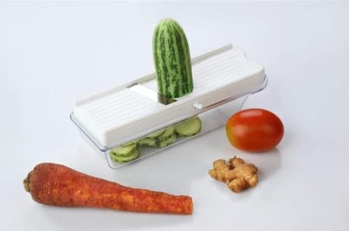 Image of Vegetable Chopper & Slicer with Container | Manual Mandoline Cutter for Potato, Onion, Carrot, Cucumber | Multipurpose Kitchen Tool for Fast Cutting & Slicing