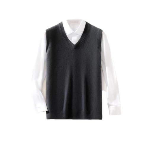 Men's Wool Sweater Vest V-Neck Knitted Pullover Solid Color Business Casual Outwear Tops