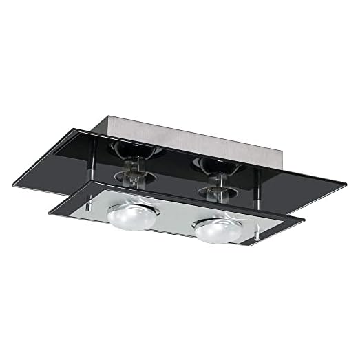 Lustre Luminaria Plafon com 02 Vidro para 02 Lampadas - Ideal para Sala, Quarto, Cozinha (Preto)