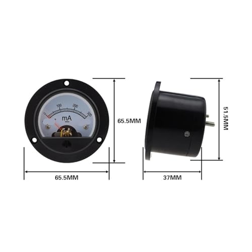 Milliampèremètre DH-52mA de 1000mA et format carré 65,5x65,5 mm pour tableau - 3