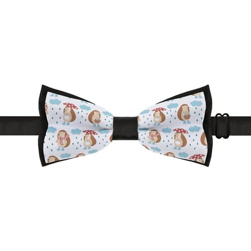 GoasNei Cute Hedgehog And Mushroom Pattern Bow Tie for Men Adjustable Necktie Funny Tie Neck Ties for Weddings Party