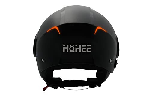 Image of Smart ISI Helmet With BLUE NIGHT GLOW STRIP & ISI Certified Motorbike Helmet (ORANGE Glow Strip)