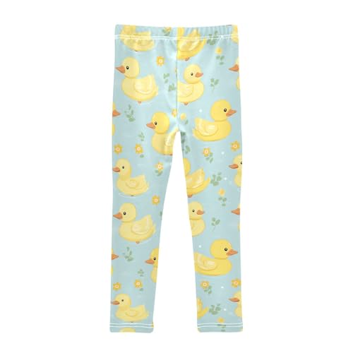 Cute Duck Girls' Leggings Toddler Doodles Flowers Kids Yoga Pants Dance Active Tights 4T2