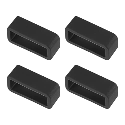 uxcell Watch Band Strap Loops, Rubber Replacement Fastener Rings Silicone Watch Holder Keeper for 16mm Width Watch Band, Black 4 Pcs