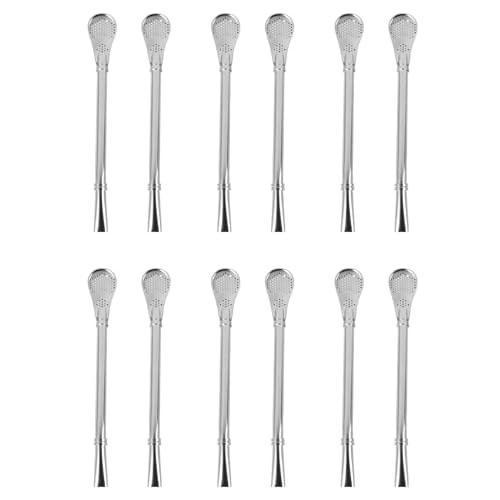 Wesafrae Juego de 12 Piezas - Acero Inoxidable Yerba Té de Mate Bombilla Calabaza Paja de Bebida Filtrado