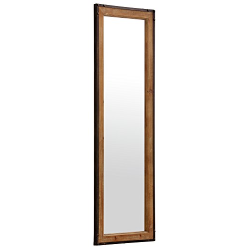 image for Amazon Brand – Stone & Beam Wood and Iron Hanging Wall Mirror, 42.25