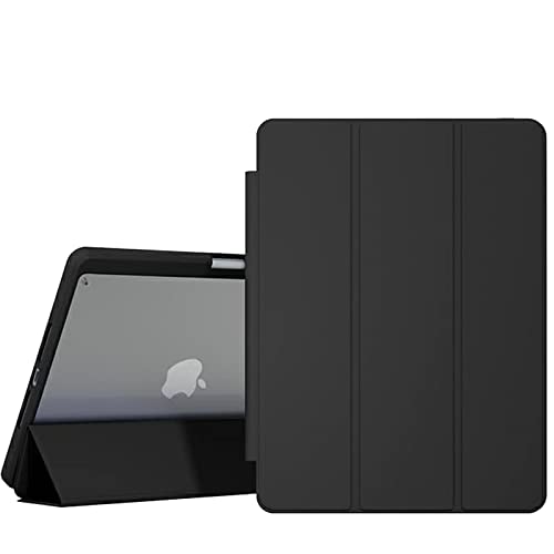 Smart Case For iPad 10.2" 9th/8th/7th Generation 2021/2020/2019 with Auto Wake/Sleep Shockproof Transparent Back Shell tablet cover (Black)