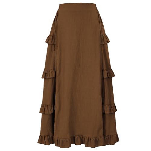 Image of Women's Renaissance Skirt Pirate High-Low Ruffle Maxi Skirts