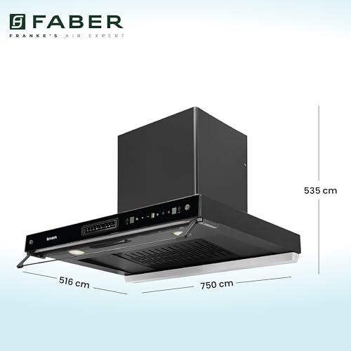 Faber 4in1 1325 m³/hr Filterless Autoclean 75cm Chimney|Air Purifier+Fan|Touch & Gesture Control|T-Shape|12Yr on Motor, 5Yr Comprehensive Warranty by Faber|HOOD AEROSTATION ELITE FL HC TC BK 75,Black