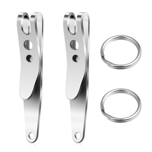 2 Stück Schlüsselhalter mit Schlüsselanhänger Edelstahl Taschenclip Outdoor Gürtelclip Mehrzwecker Taktische Clip Keyring Aufhängetaschenclip für Schlüsseln Taschenlampen Täglichen Gebrauch