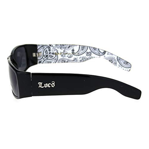 Locs Gangster Bandana Print Arm Classic Rectangular Cholo Sunglasses3