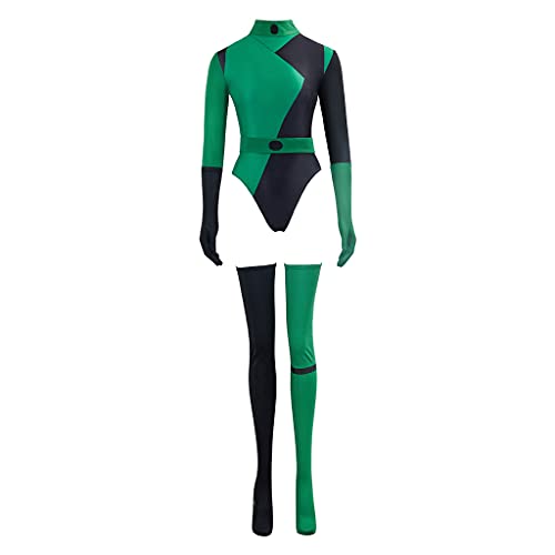WOSHOW Shego Cosplay-Kostüm, Damen-Overall mit Handschuhen und Strümpfen, Halloween-Body
