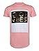 SCREENSHOTBRAND Mens Hipster Hip-Hop Premiun Tees - Stylish Longline Embossed Gold Print T-Shirts Good Vibes - Pink - Large