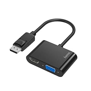 Hama DisplayPort auf VGA und HDMI Adapter, 4K Ultra HD, Full HD (2in1 Adapter mit Display Port Stecker, HDMI Buchse und VGA Buchse zum Anschluss von PC, Laptop an Bildschirm, TV, Beamer)