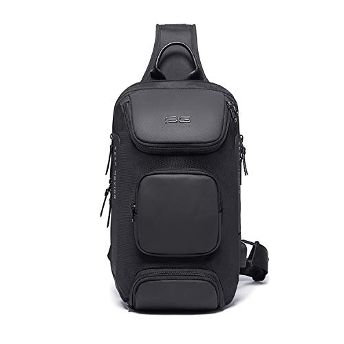 FANDARE Sling Chest Bag Men Business Shoulder Crossbody Backpack fit 9.7 inch Tablet Large Casual Daypack for Outdoor Travel Work Hiking Running Indoor Activities Durable Polyester Black