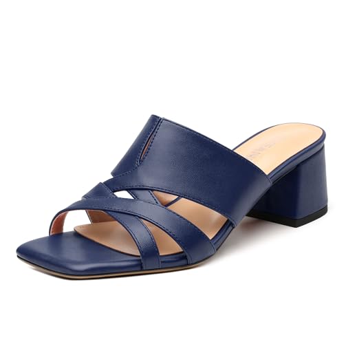 Women's Square Toe Open Toe Sandals, Chunky Heel One Foot Stirrup Slippers for women, Comfortable and Versatile Summer Sandals