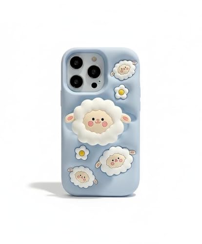 Image of Dezet Back Cover Compatible with iPhone 13 Pro Soft Silicone 3D Cute Cartoon Cover, Aesthetic Full Protective Case Cover Girls & Women (Blue)