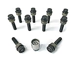 Robustes Material H&R Radschrauben Satz Kugelbund mit bewegliche Kugelbund R14 M14x1.50 - Länge 60mm - Schwarz - 10 Stück (z.B. Porsche) - inkl. Felgenschloss