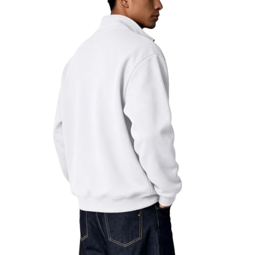 Mens 3/4 Zip Pullover Big and Tall Polo Neck Fleece Vintage Sweatshirt - image 5