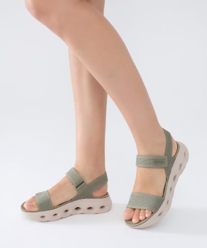 Image of UBFEN Womens Comfortable Walking Sandals with Cushioned Sole | Non-Slip Rocker Bottom, Arch Support, Adjustable Straps, Lightweight Water Sport Platform Summer
