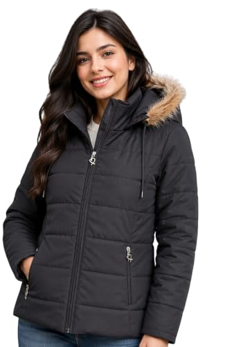 Image of SANE ORIGINALS Winter Jacket for Women with Detatchable Hoodie Cap || Lightweight Full Zipper Regular Fit Warm Jacket for Ladies