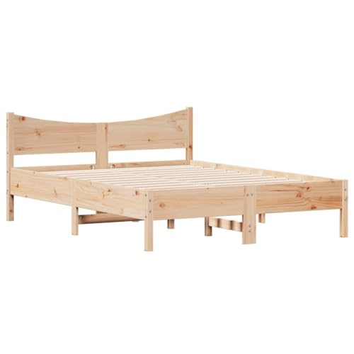 vidaXL Cadre de Lit, Lit Double avec Sommier à Lattes, Lit Adulte, Meuble Chambre à Coucher, Moderne, 140x190 cm Bois de Pin Massif
