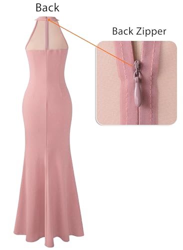 Image of VFSHOW Womens Formal Sexy Halter High Slit Prom Wedding Guest Maxi Dress 2023 Illusion Sweetheart Neckline Evening Long Gown