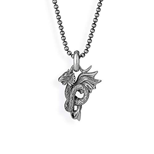 Preisvergleich Produktbild Drachenfels Drachen-Anhänger in Echtsilber / Kollektion Drachenblut / Anhänger aus 925 Sterling Silber geschwärzt / Drachenanhänger im Vintagelook für Halskette