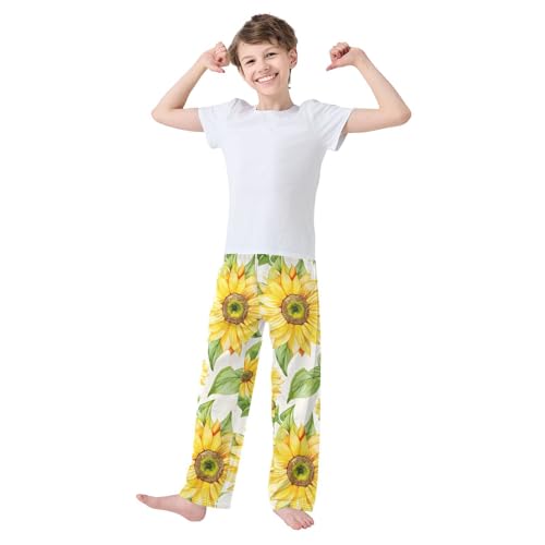 Yellow Sunflower Flower Pajama Pants Long Sleep Pant Soft PJ Bottoms Sleepwear2