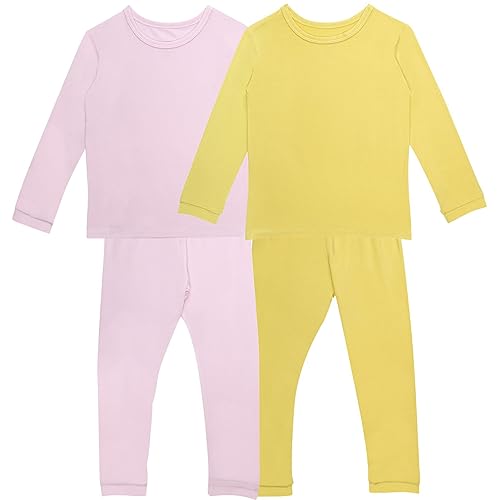 GUISBY Rayon made from Bamboo Pajamas Sets, Kids Toddler Boys Girls Daily Snug Fit Sleepwear Set
