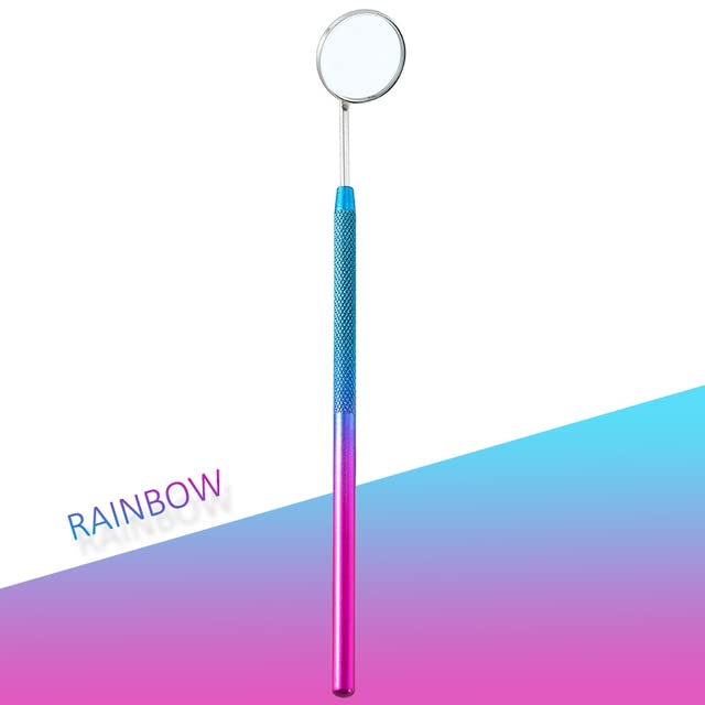 AE-PRO - 3/10Pc Checking Lash Mirror Oval Stainless Steel Multifunction Portable Ԁепtа|s Mirrors Eyelashes Extension Supplies Makeup Tools (BRainbows 10pcs)