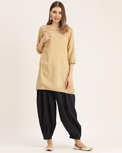 Image of Women's Cambric Cotton Afghani Patiala Salwar - Loose Fit, Elastic Waist, Deep Pockets | Ethnic & Casual Wear