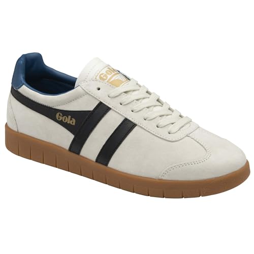 Image of Gola, Men, Hurricane Suede, Off White /Black /Marine Blue /Gum, 12, Medium